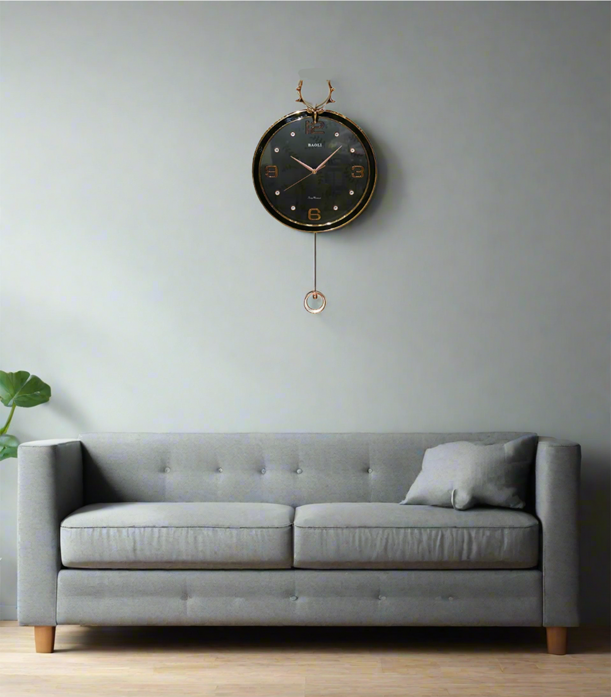 wall clock gold black with pendulum china