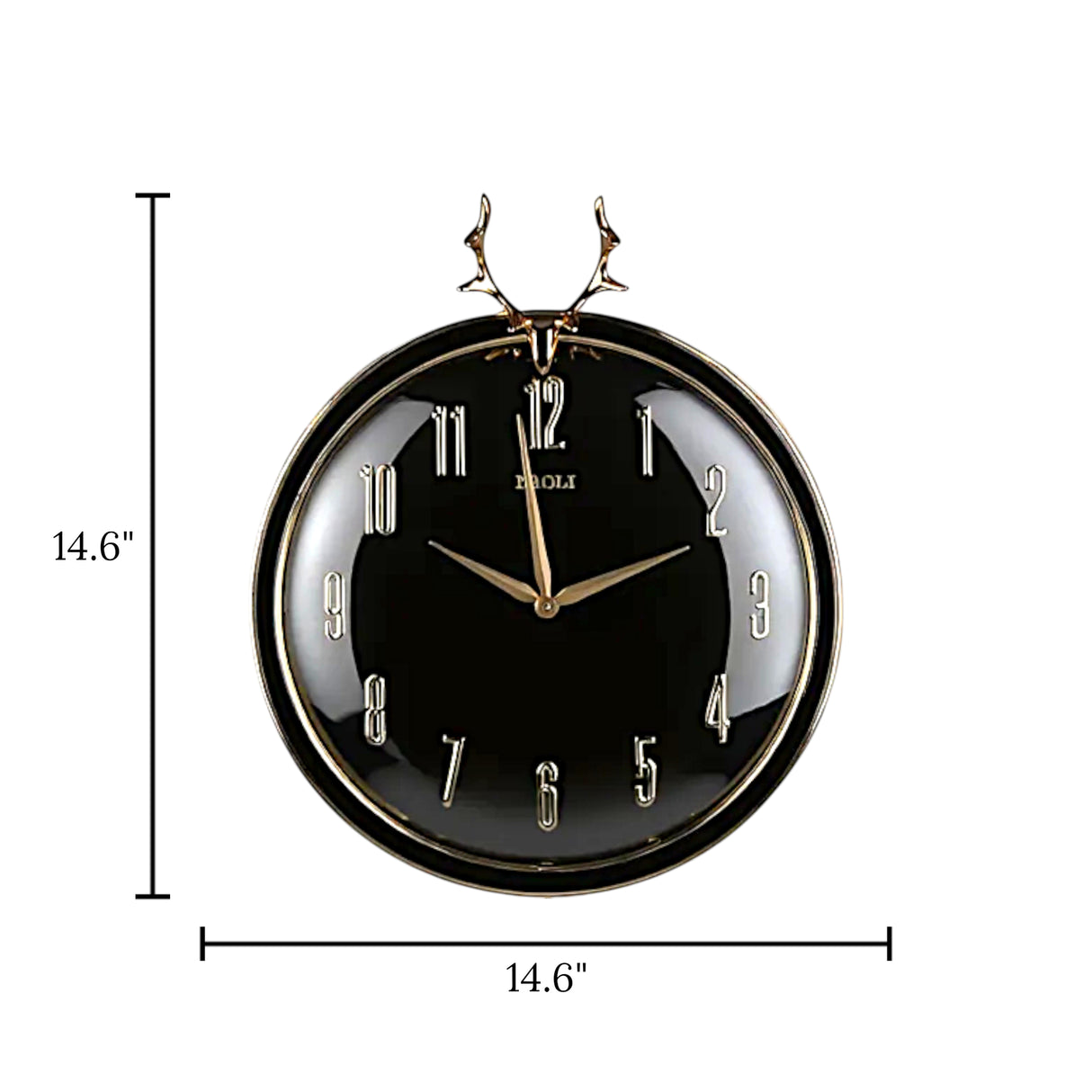 wall clock black china 14.6"x14.6"
