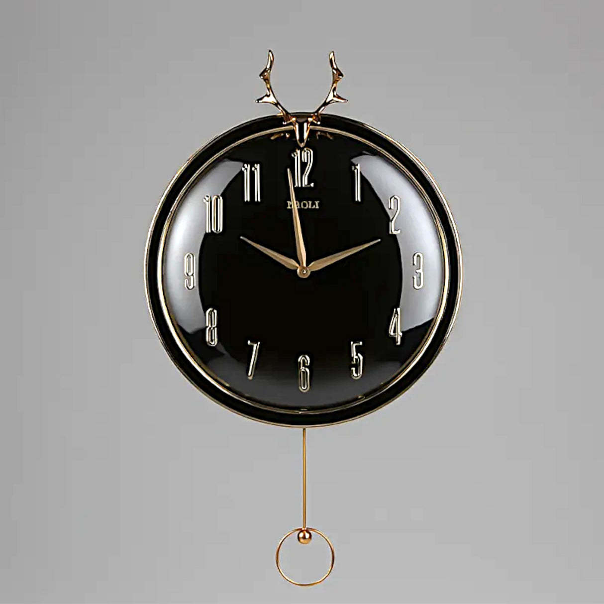 wall clock black china 14.6"x14.6"