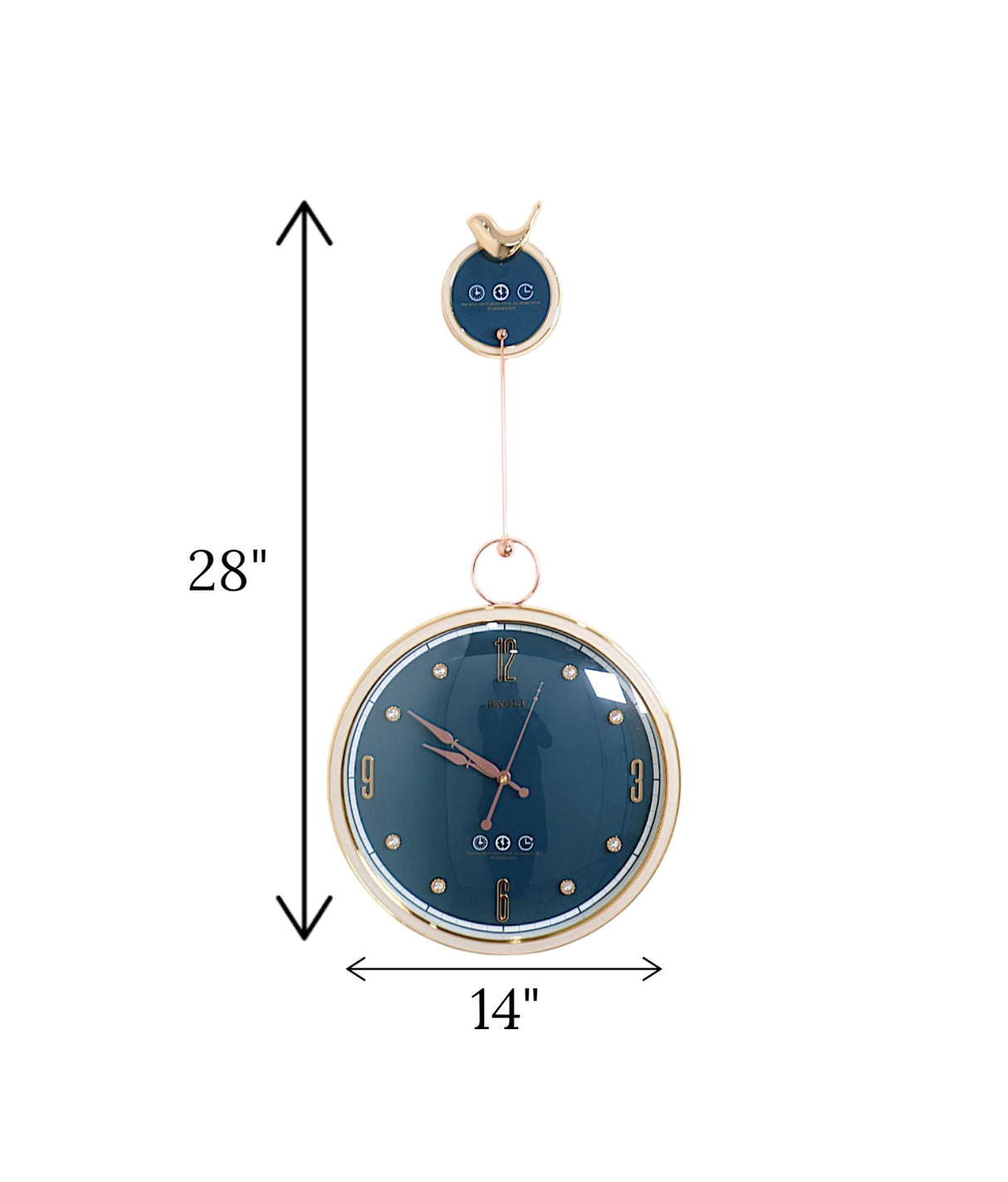wall clock pendulum & sparrow blue china