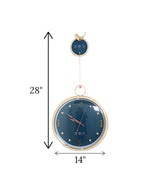 wall clock pendulum & sparrow blue china