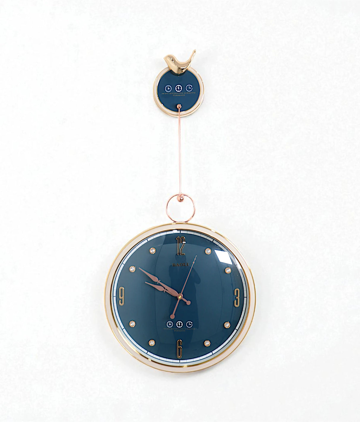 wall clock pendulum & sparrow blue china