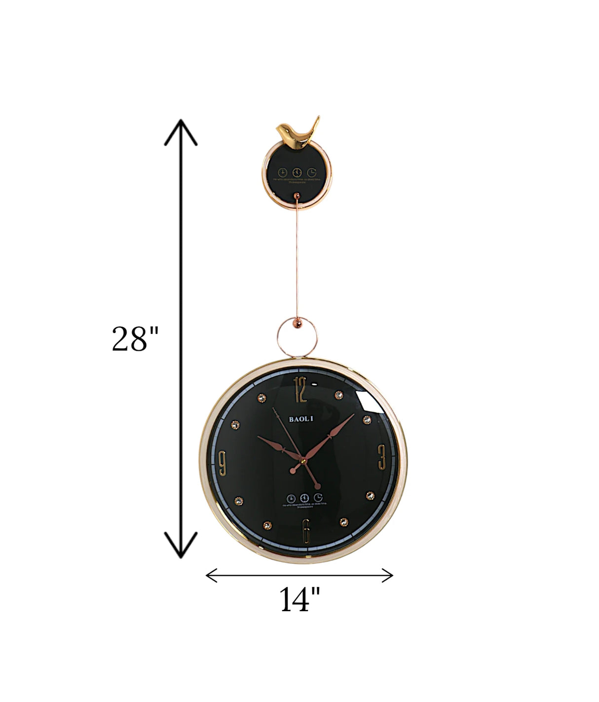 wall clock pendulum & sparrow black china