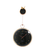 wall clock pendulum & sparrow black china