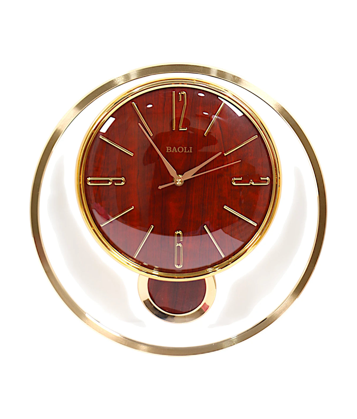 wall clock gold red wood with pendulum china