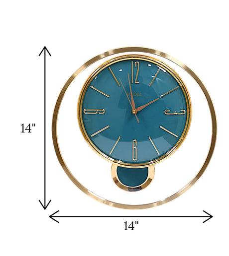 wall clock gold blue with pendulum china