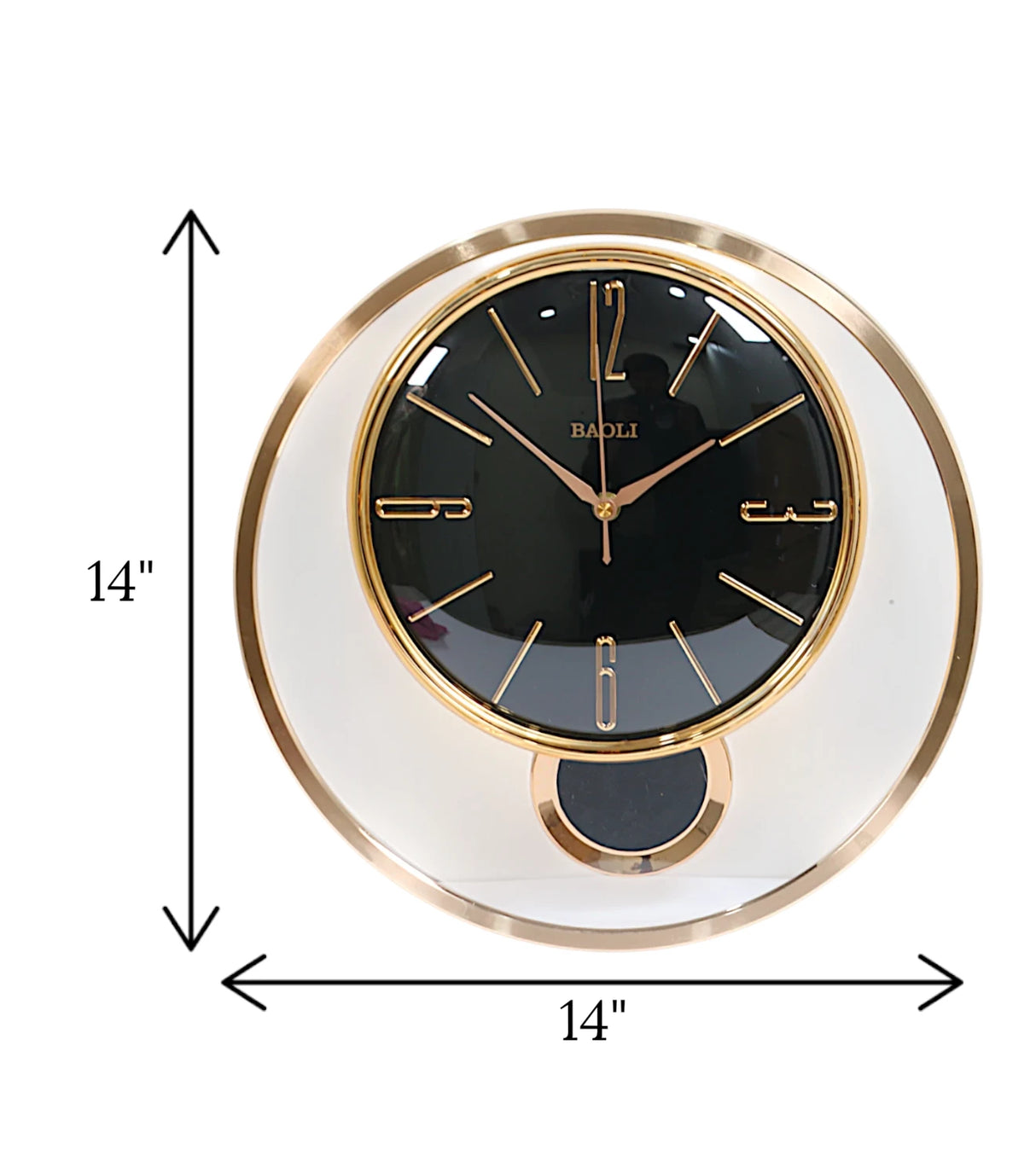 wall clock gold black with pendulum china
