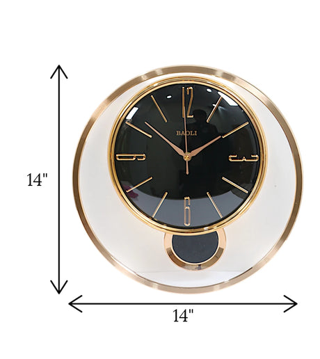 wall clock gold black with pendulum china