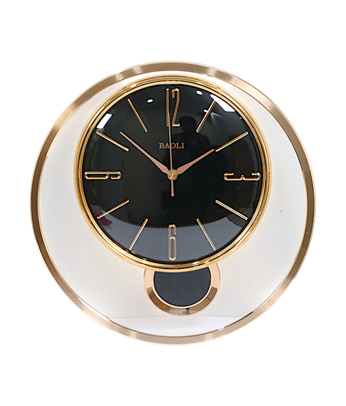 wall clock gold black with pendulum china