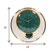 wall clock gold green with pendulum china
