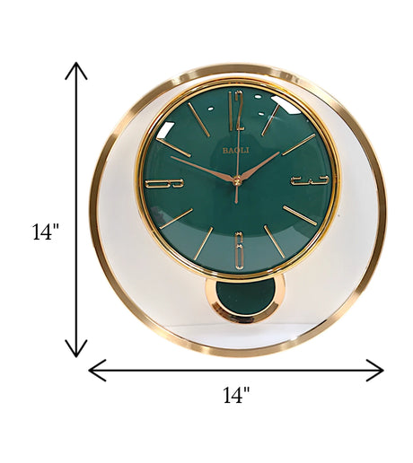 wall clock gold green with pendulum china