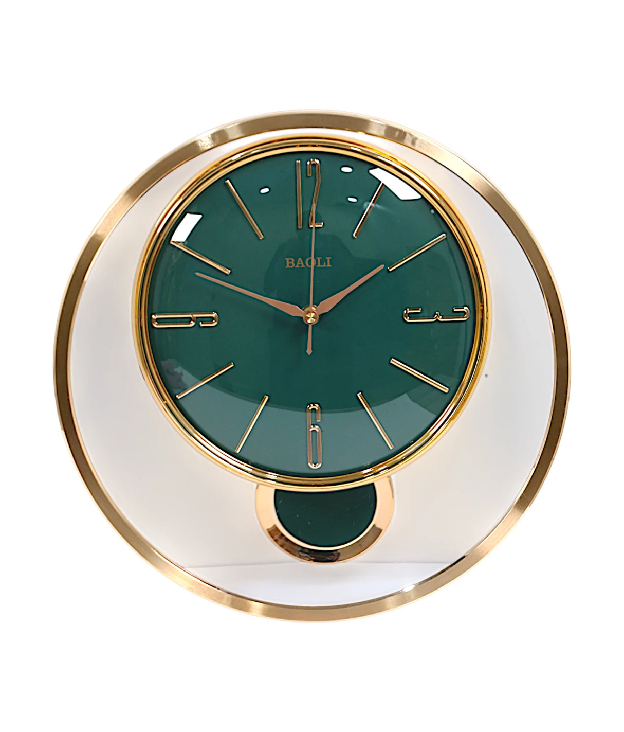 wall clock gold green with pendulum china