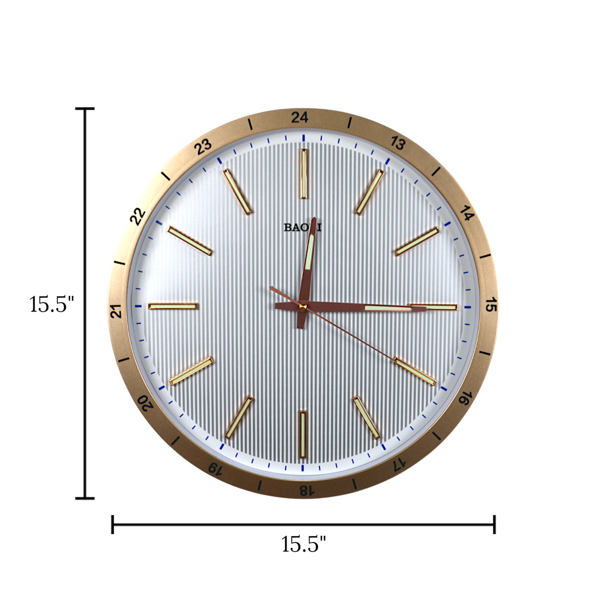 wall clock golden china 15.5"x15.5"