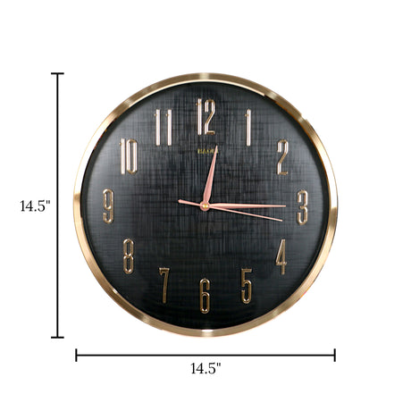 wall clock rose gold black china 5855f 14.5"x14.5"