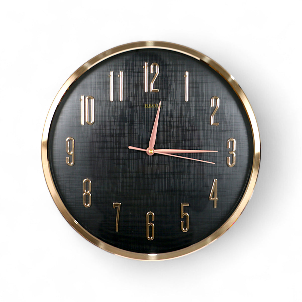 wall clock rose gold black china 5855f 14.5"x14.5"