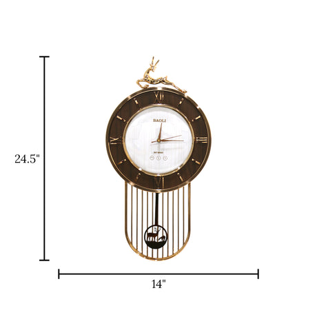 wall clock walnut white china 24.5"x14"