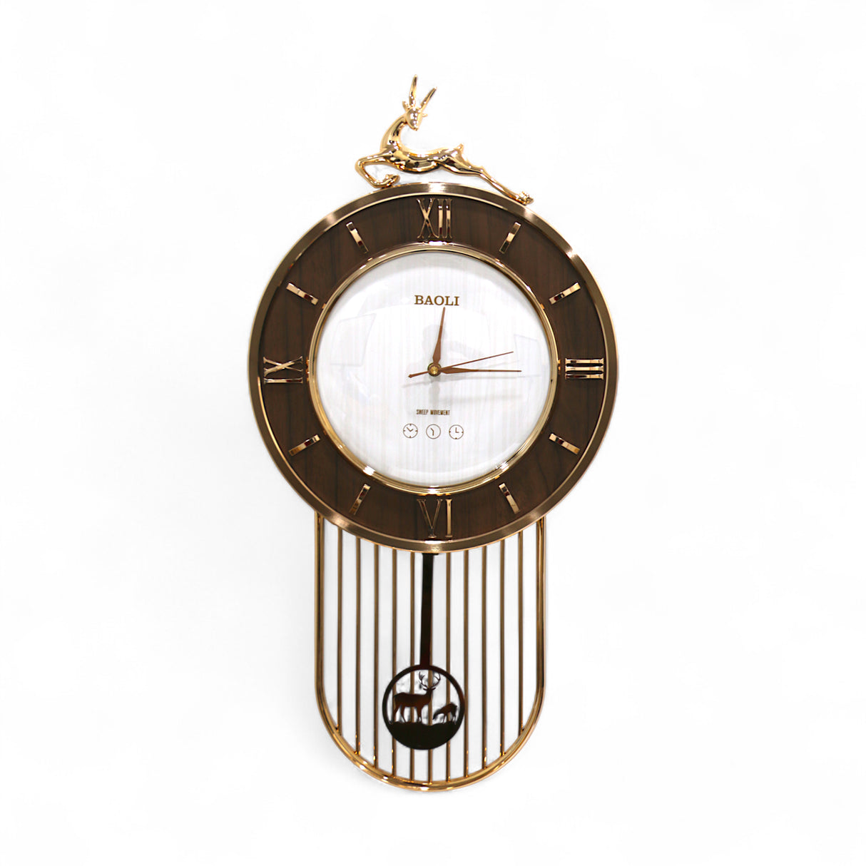 wall clock walnut white china 24.5"x14"