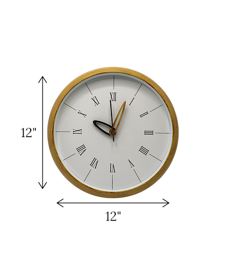 wall clock light brown roman china 12x12