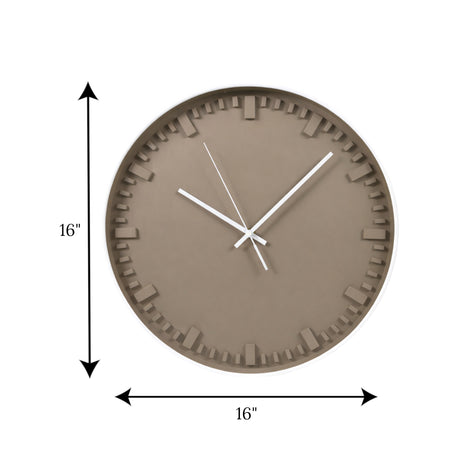 wall clock white & brown china 16x16