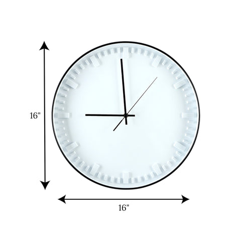 wall clock white & black china 16x16