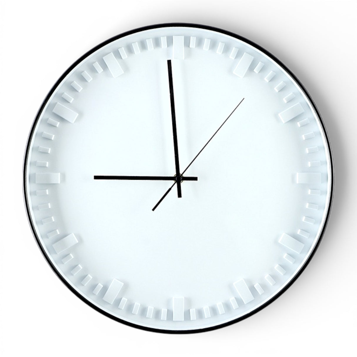 wall clock white & black china 16x16