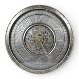 wall clock antique silver moving gear china 23x23