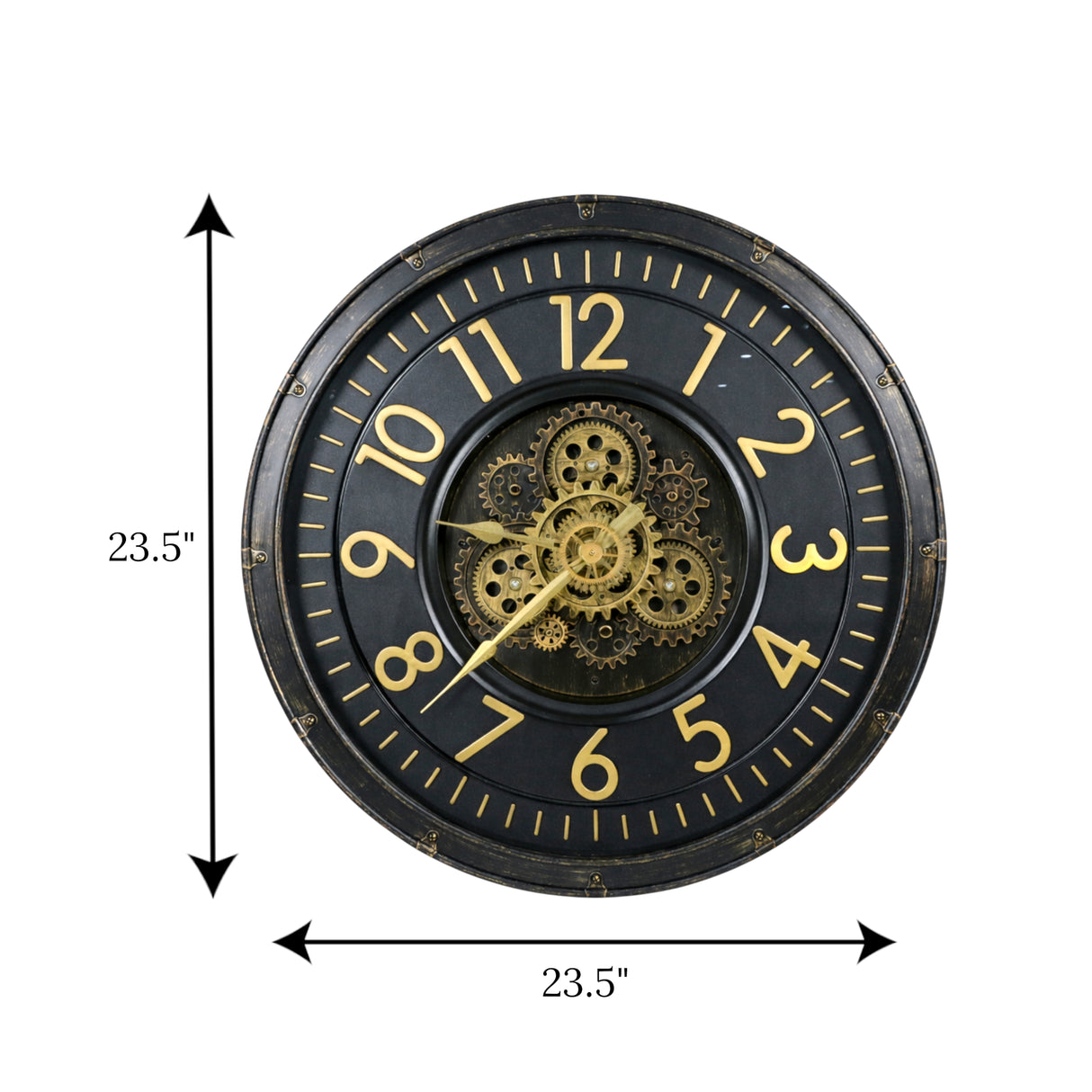 wall clock antique black moving gear china 23x23