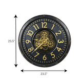 wall clock antique black moving gear china 23x23