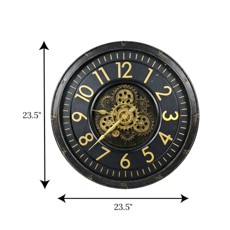 wall clock antique black moving gear china 23x23