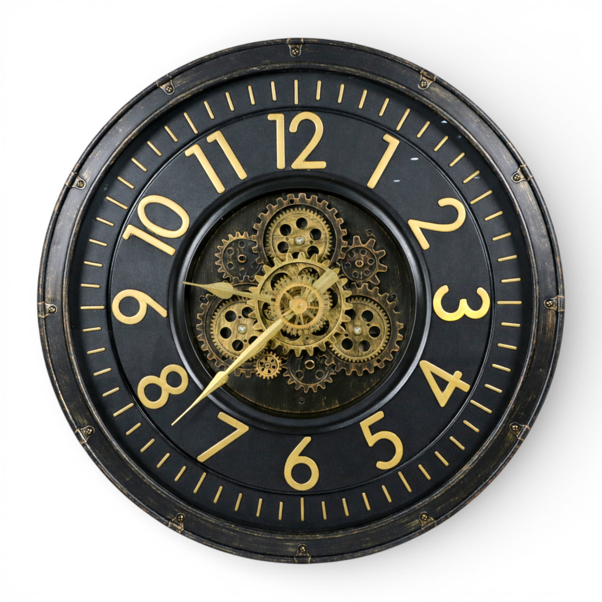 wall clock antique black moving gear china 23x23