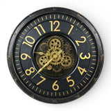 wall clock antique black moving gear china 23x23