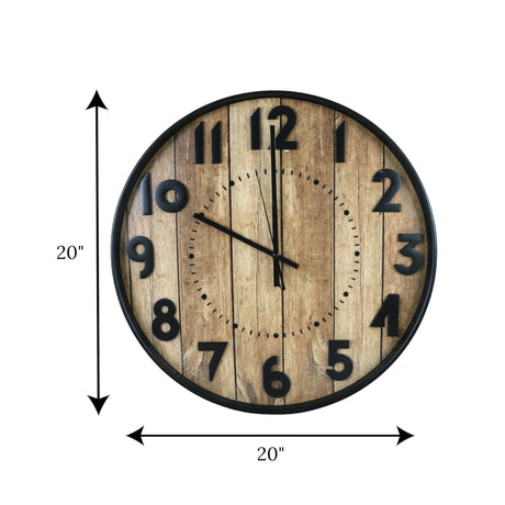 wall clock black with d.wood texture large china 20"x20"