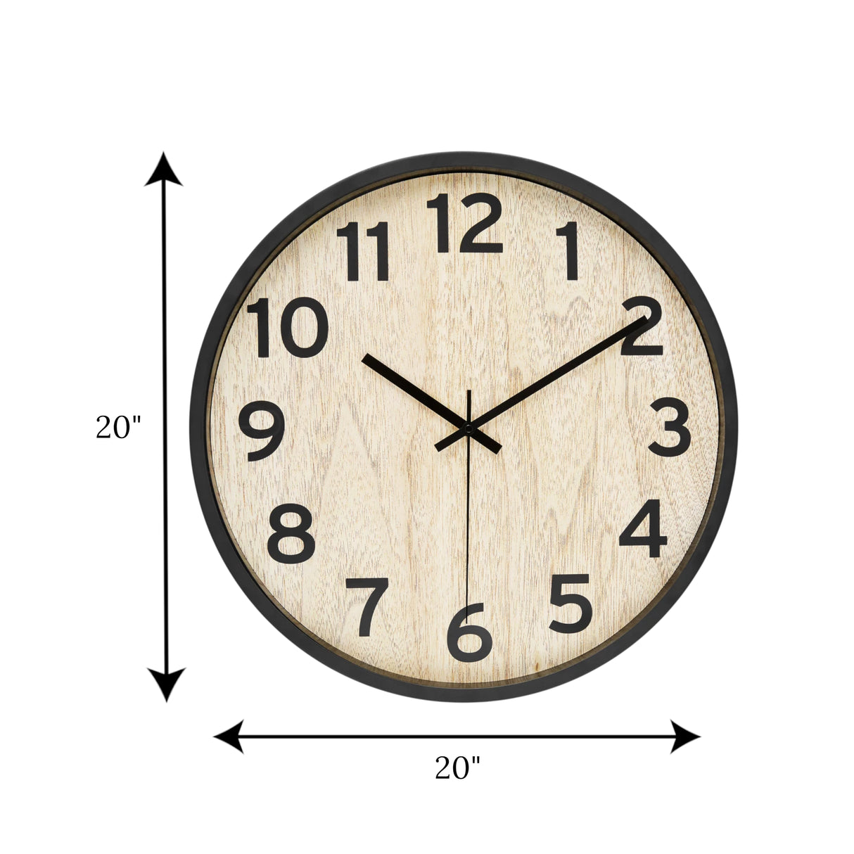 wall clock black with l.wood texture large china 20"x20"