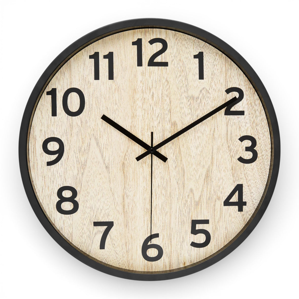 wall clock black with l.wood texture large china 20"x20"