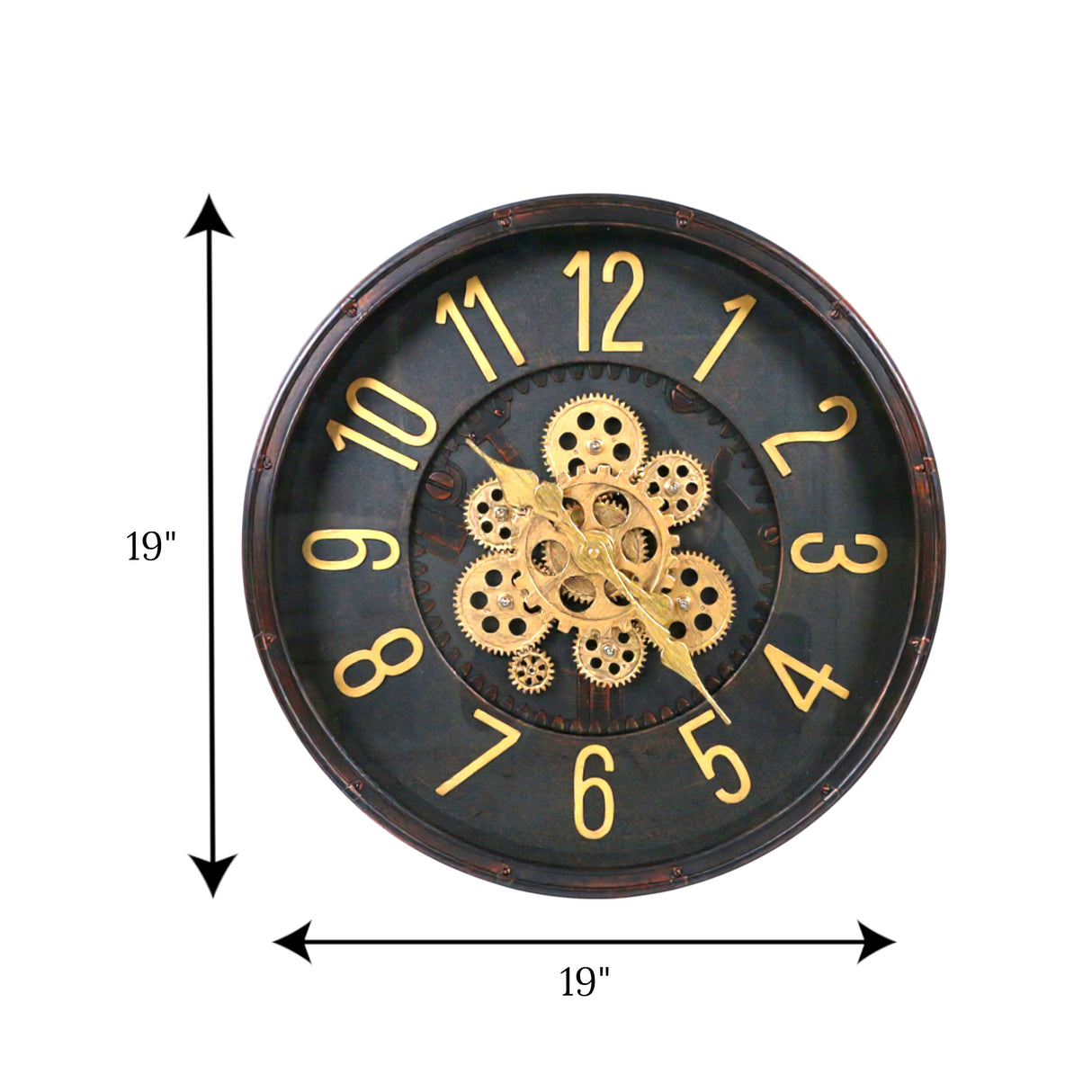 wall clock antique moving gear china 19x19