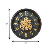 wall clock antique moving gear china 19x19