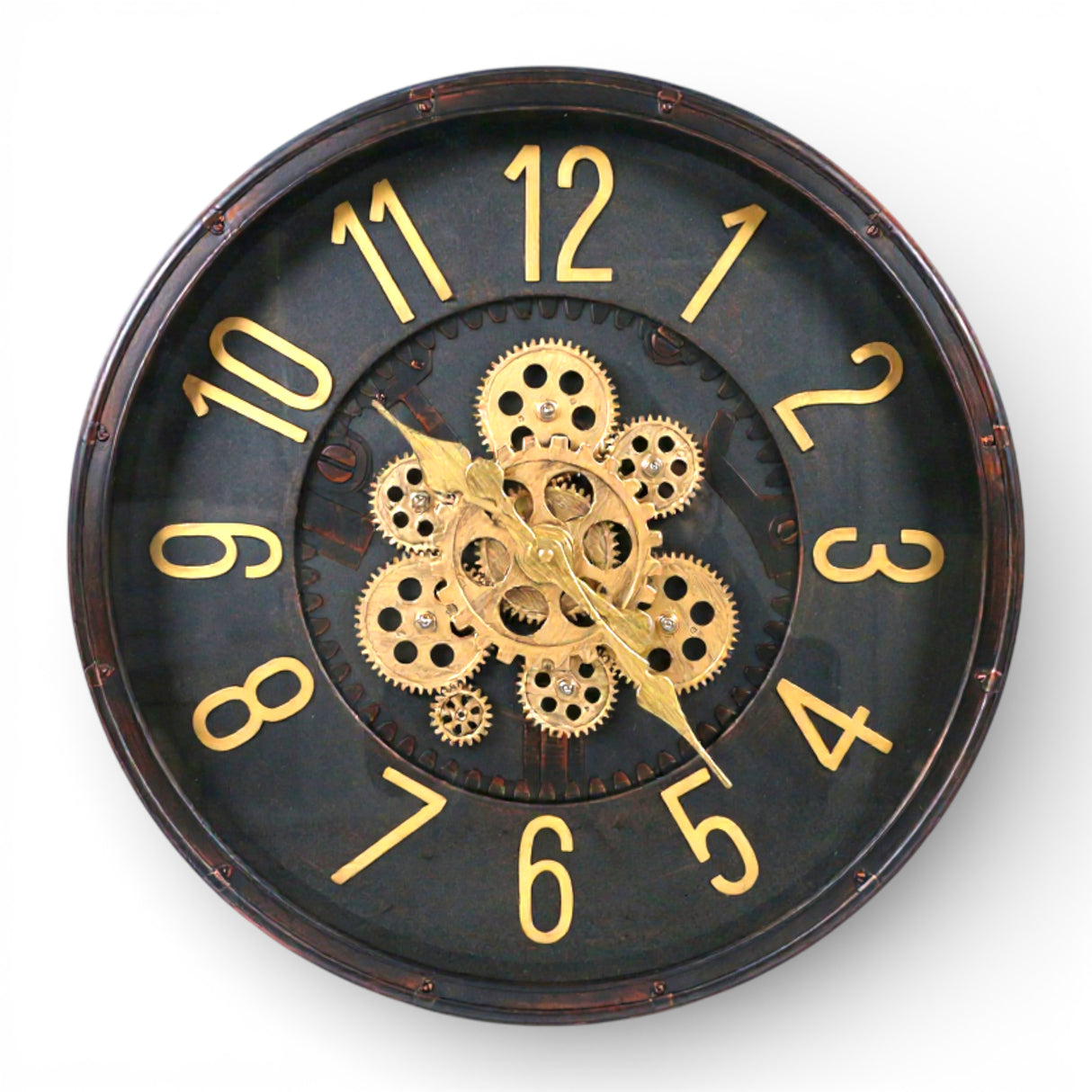 wall clock antique moving gear china 19x19