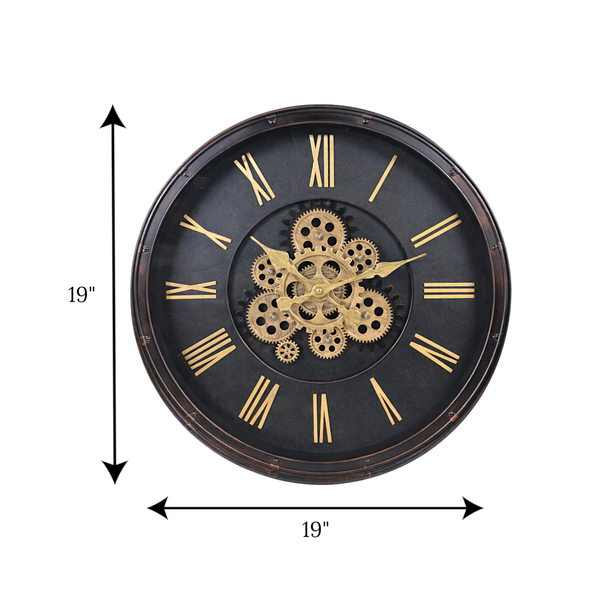 wall clock antique moving gear china 19x19
