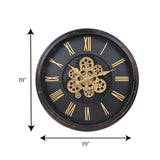 wall clock antique moving gear china 19x19