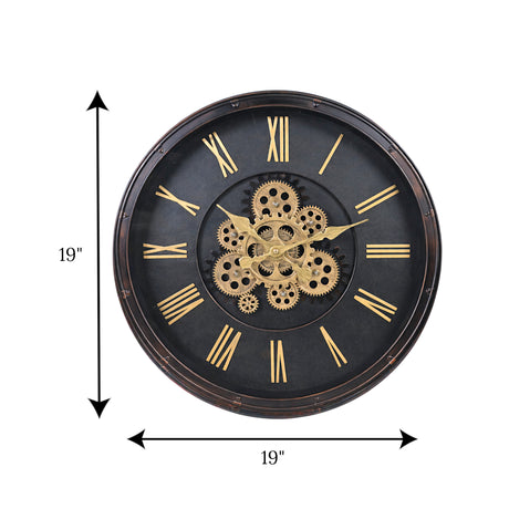 wall clock antique moving gear china 19x19