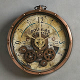 wall clock antique moving gear china 11"x11"