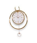 wall clock deer with pendulum  golden & white china "14.5x14.5'