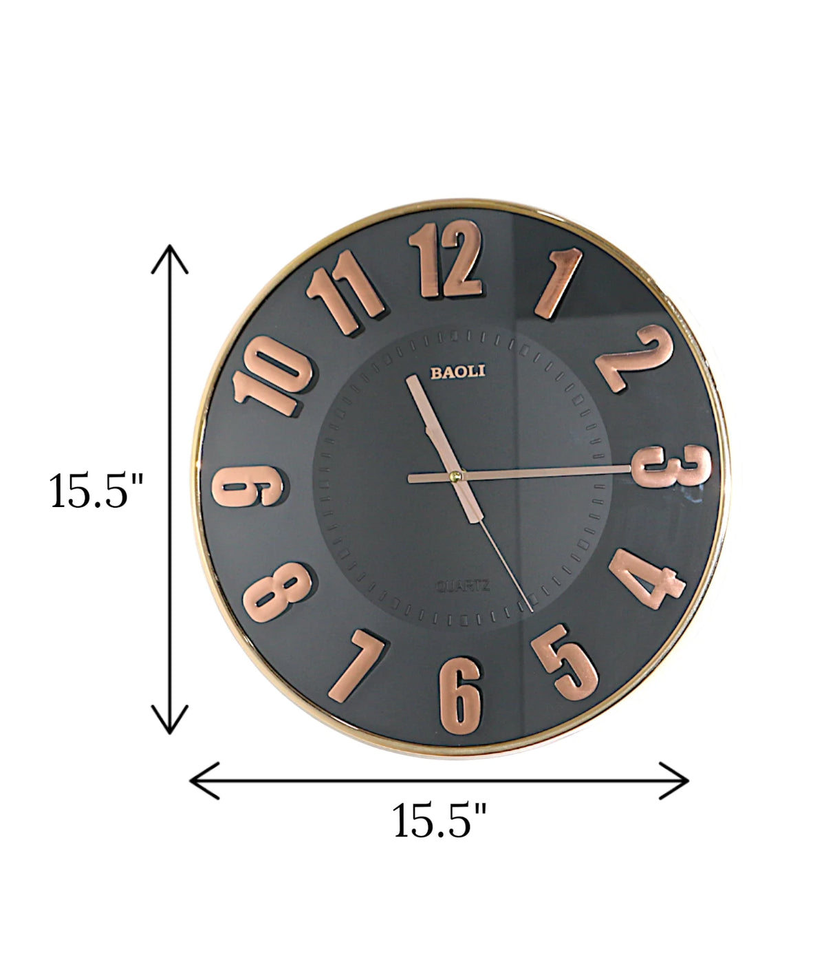 wall clock black china "15.5x15.5"