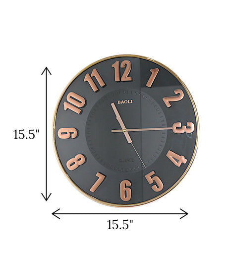 wall clock black china "15.5x15.5"
