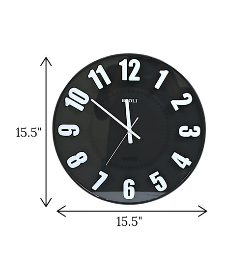wall clock black china "15.5x15.5"
