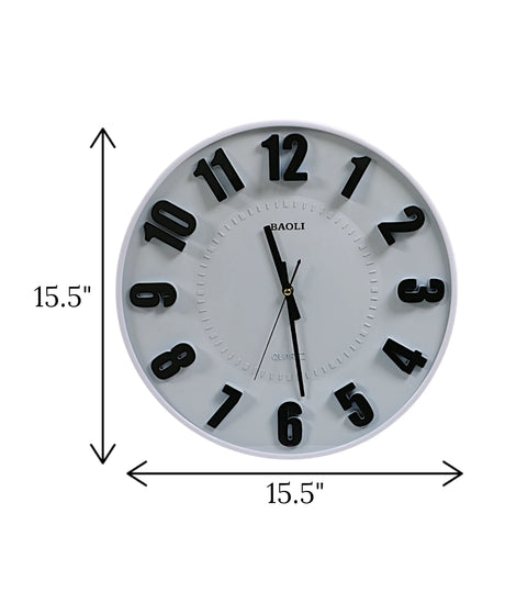 wall clock white china "15.5x15.5"