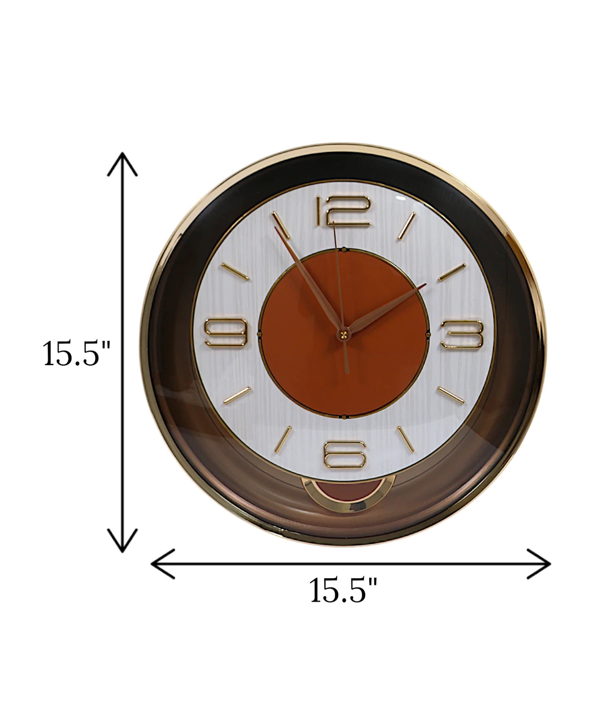 wall clock orange pendulum 15.5" china