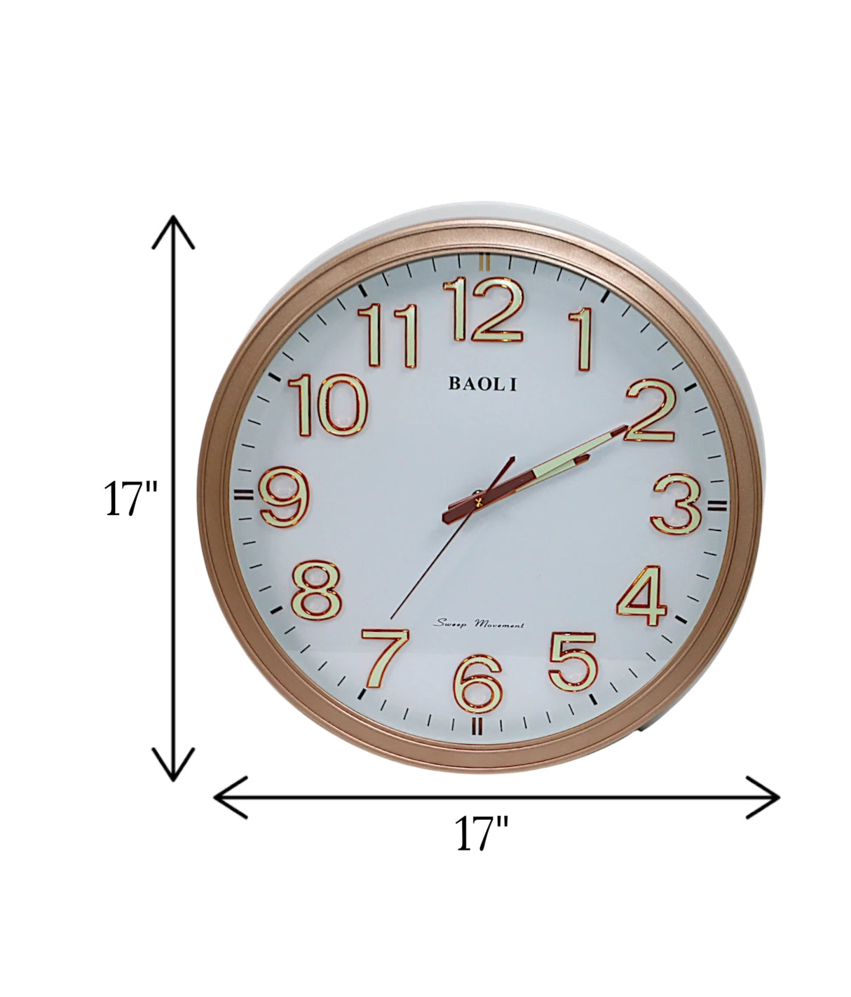 wall clock copper gold china "17x17"