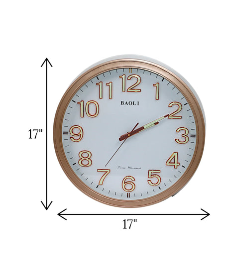wall clock copper gold china "17x17"