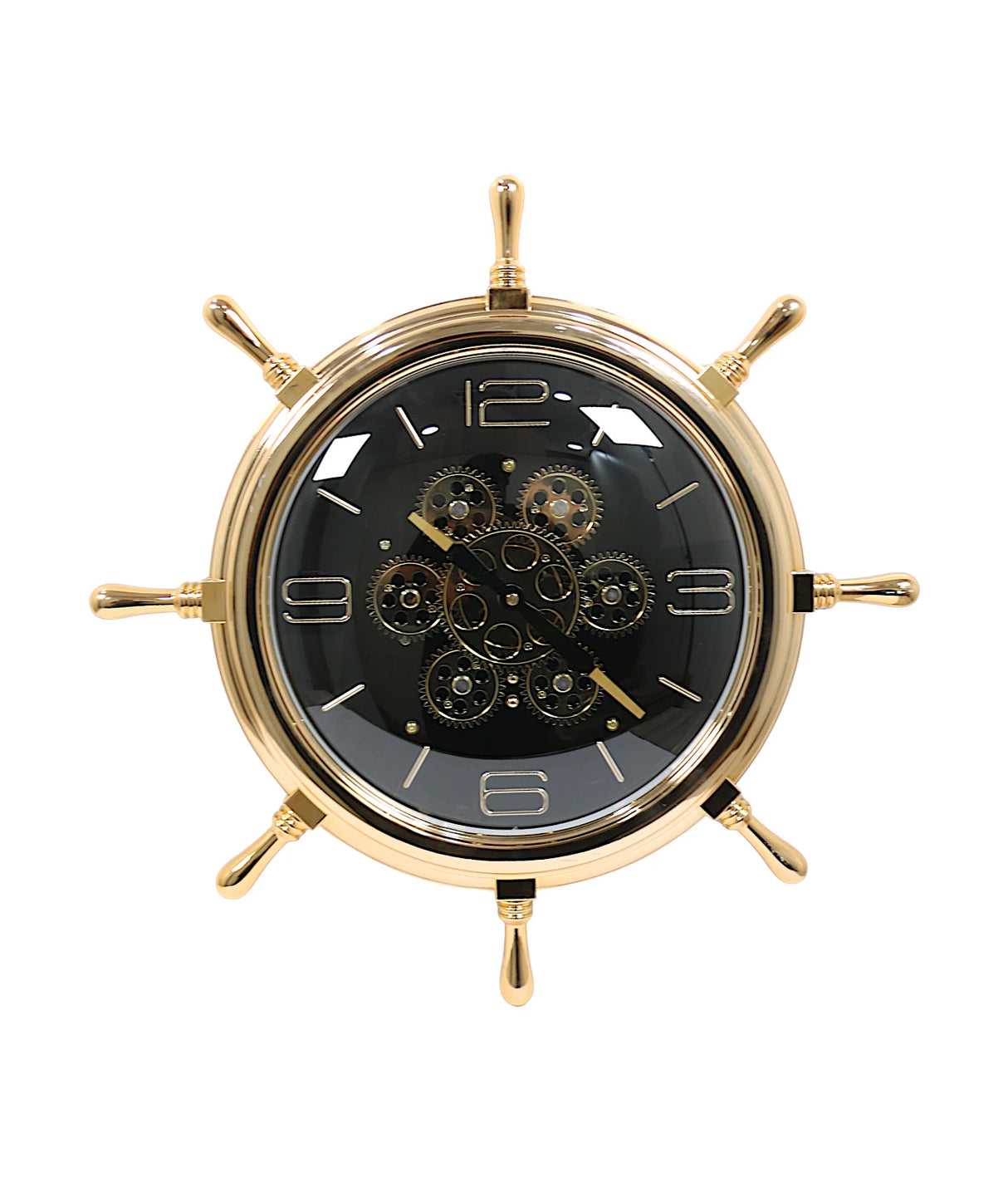 wall clock gear wheel golden & black china "16.5x16.5"